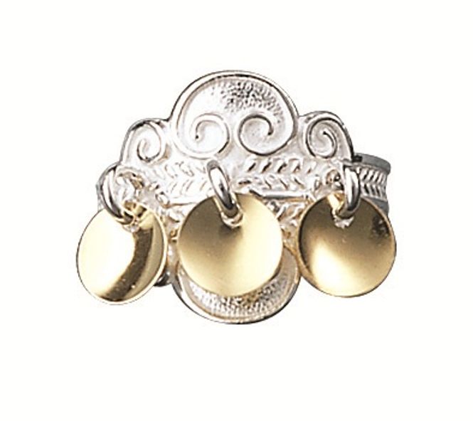 Hovedbilde Ring, kvit m. forgylt lauv artnr: 317502