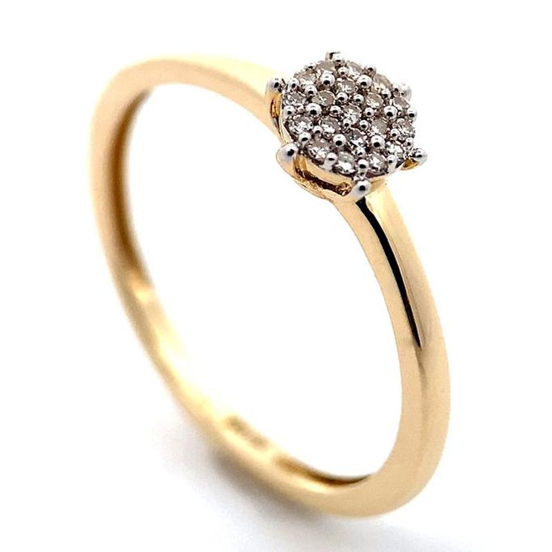 Diamantring i gult gull med diamanter 0.06ct w.si